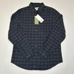 Goodfellow Flannel Shirt Men’s Medium NWT Green Blue Plaid Button Up